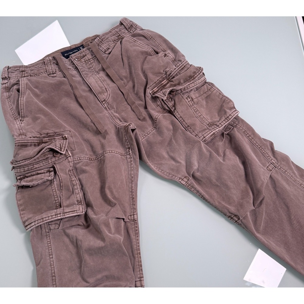 VTG Y2K Abercrombie & Fitch mens 32x30 Parachute Cargo Pants Gray Cotton